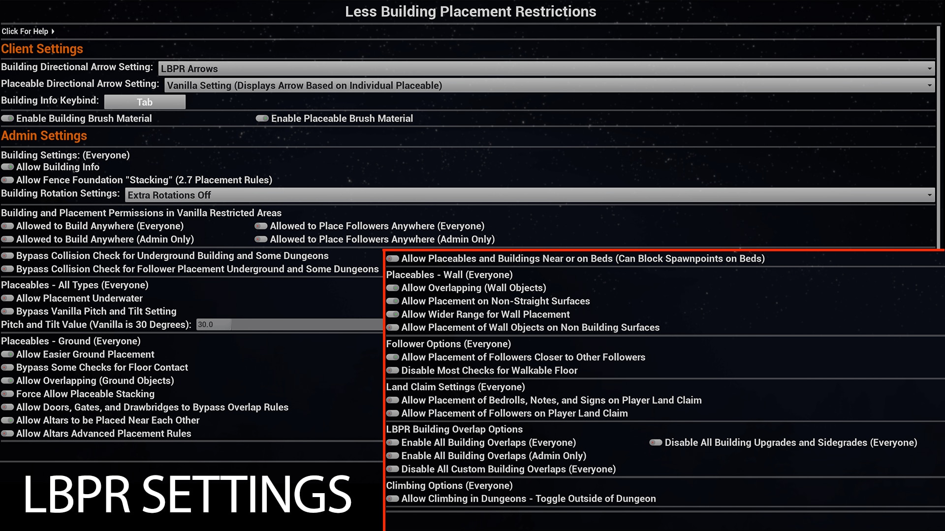 Less Building Placement Restrictions – v7.5.2